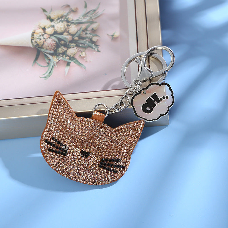 Wholesale Diamond Inlaid Cat Alloy Keychain